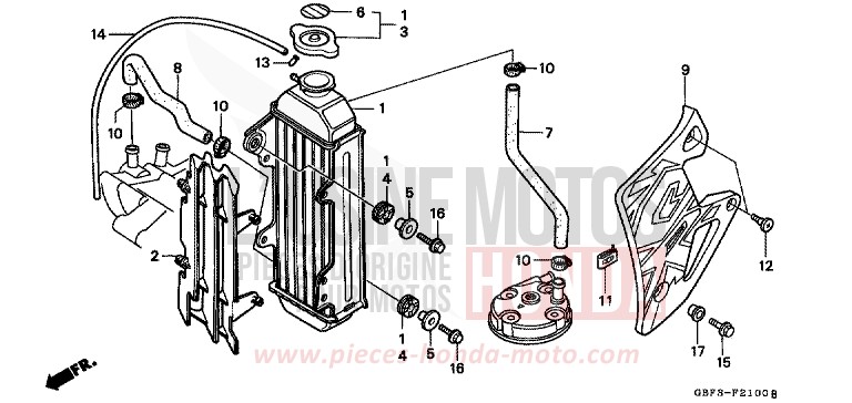KUEHLER von CR80R "große Räder" NEUCLEAR RED (R177) von 1997